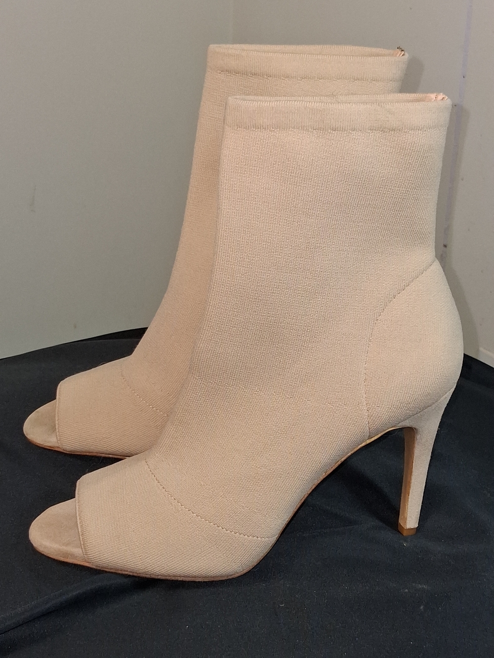 INC International Concepts Tan Peep-Toe Stretch Ankle Boots